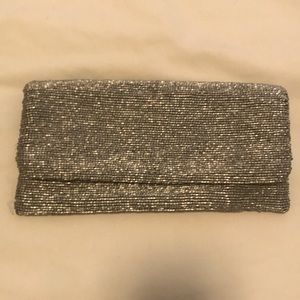 Moyna silver beaded clutch